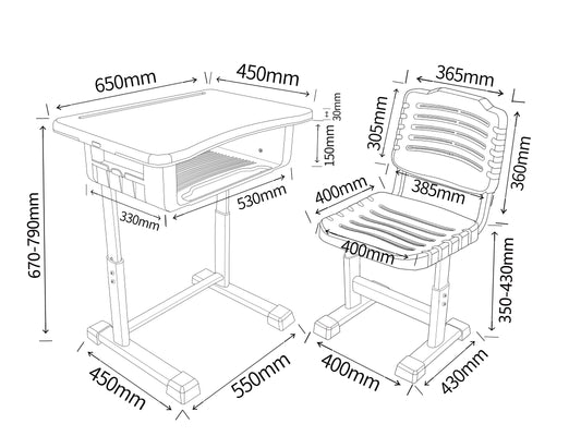 Classroom desk and chair