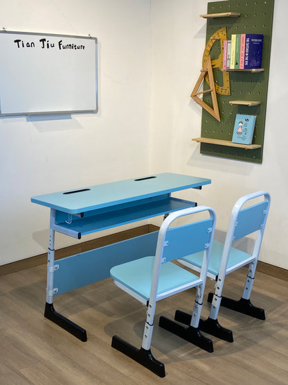 School double seat desk and chair