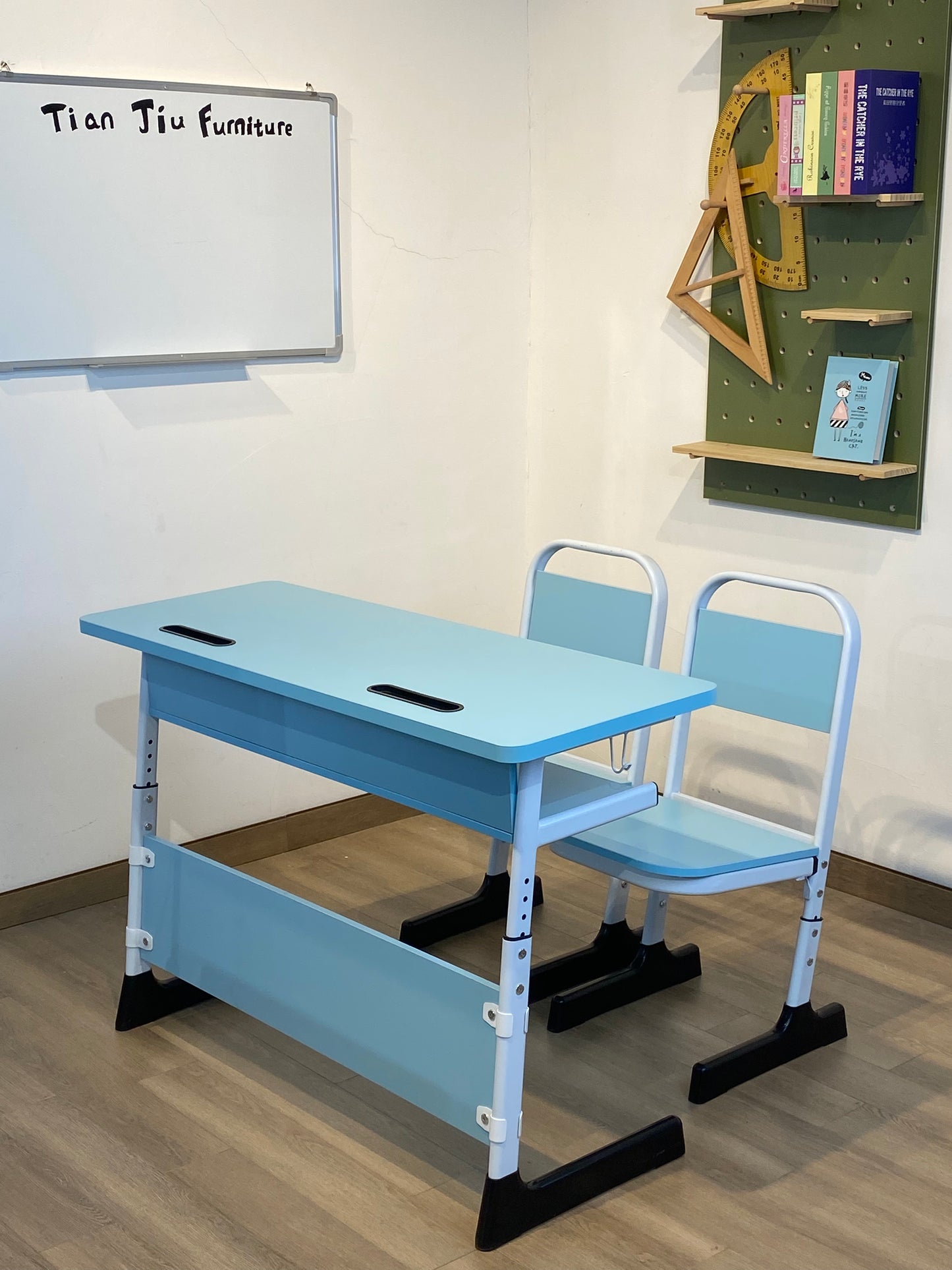 School double seat desk and chair